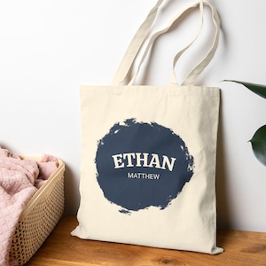 Sac fourre-tout personnalisé en toile, couleur au choix, cartable personnalisé, sac réutilisable, sac de courses en coton, cadeau d'anniversaire pour elle, cadeau pour lui