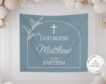 Baptism Decorations, Baptism Sign, Baptism Photo Backdrop, Girl Boy God Bless Baptism Welcome Sign, Baptism Banner, Fabric Tapestry