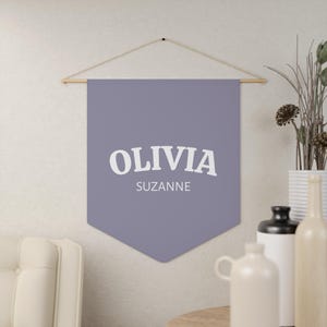 Custom Pennant Banner, Your Choice Of Color, Custom Name Pennant Flag, Wall Hanging, Baby Room Decor, Nursery Decor, Kids Room Decor