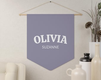 Aangepaste wimpelbanner, kleur naar keuze, aangepaste naam wimpel, muur hangen, babykamer decor, kinderkamer decor, kinderkamer decor