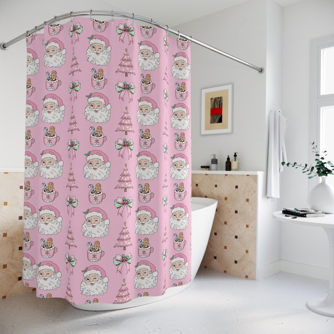 Pink Christmas Shower Curtain