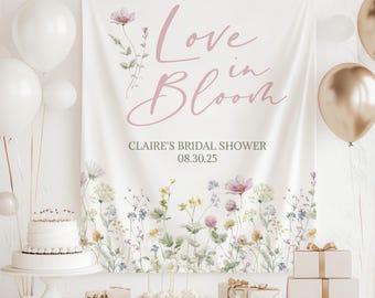 Wildflower Bridal Shower Backdrop, Love In Bloom Bridal Shower Decorations, Wild Flower Bridal Shower Sign, Floral Bridal Shower Decor