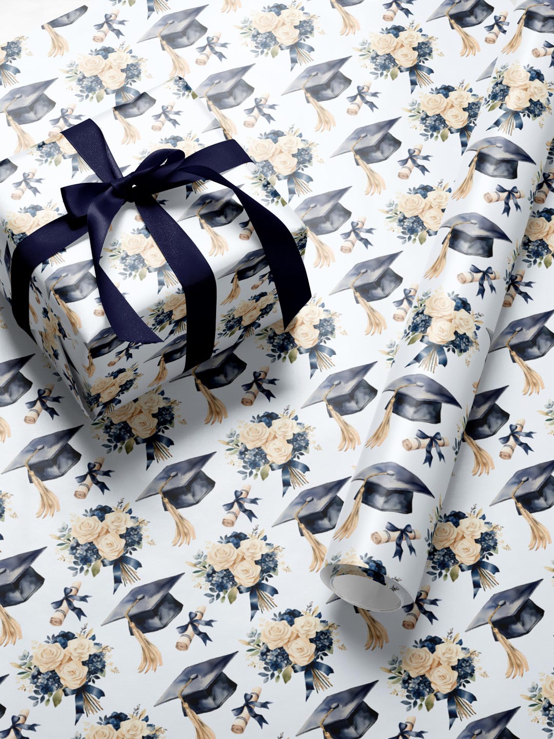 Coquette Graduation Gift Wrap 2026 Blue Floral Wrapping Paper Class of ...