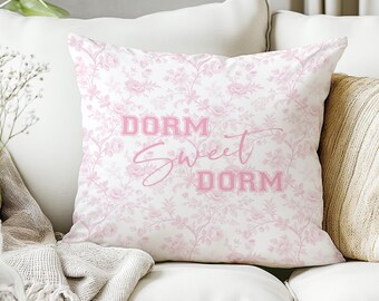 Dorm Sweet Dorm Pillow, Throw Pillow Dorm Room Decor for Girls