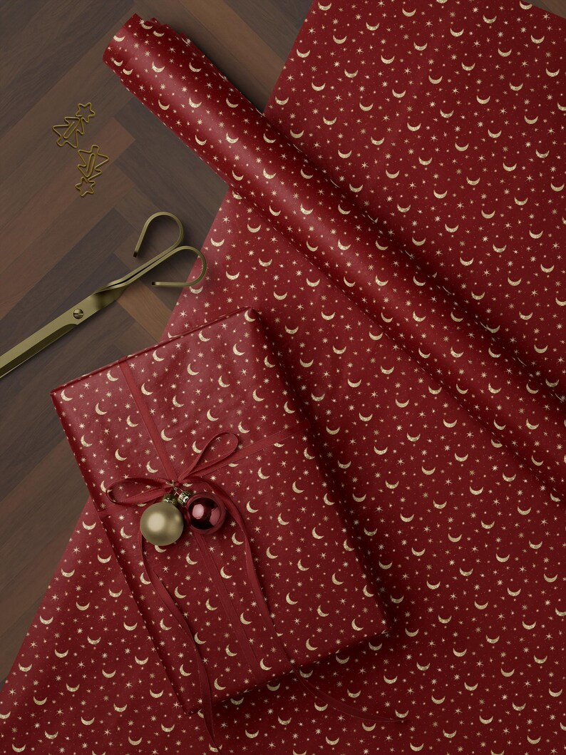 Luxury gold star gift wrap roll for Christmas or birthdays