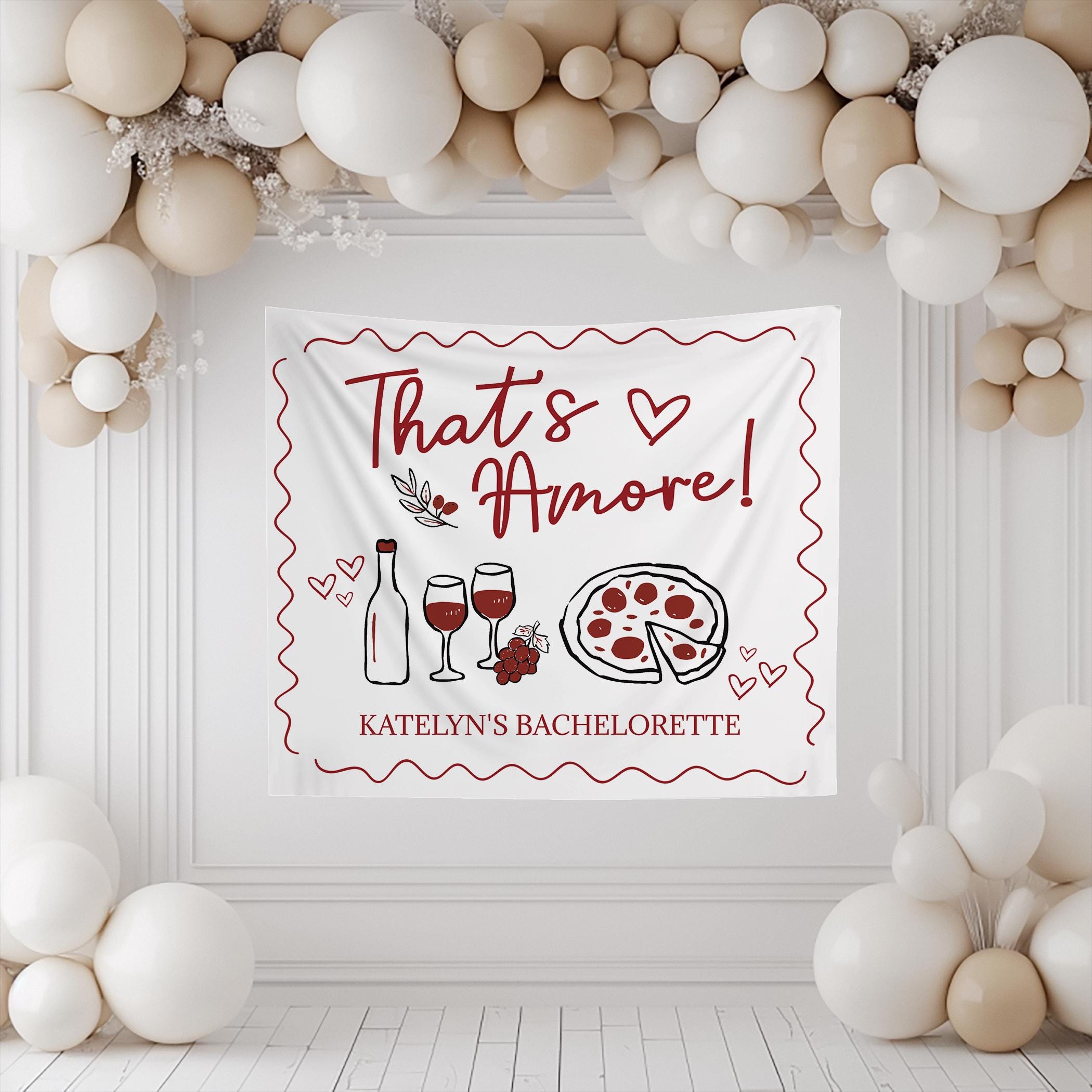 That's Amore Bachelorette Backdrop Sign, Italian Bachelorette Decorations, Pizza Bachelorette Photo Backdrop, Italy Bach Decor, Welcome Sign