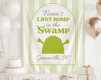 Last Romp In The Swamp Bachelorette Decorations, Green Ogre Bachelorette Photo Backdrop, Same Swamp Forever Bachelorette Welcome Sign