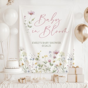 Wildflower Baby Shower Backdrop, Baby In Bloom Baby Shower Decorations, Girl Baby Shower Sign, Welcome Sign, Floral Baby Shower Decor