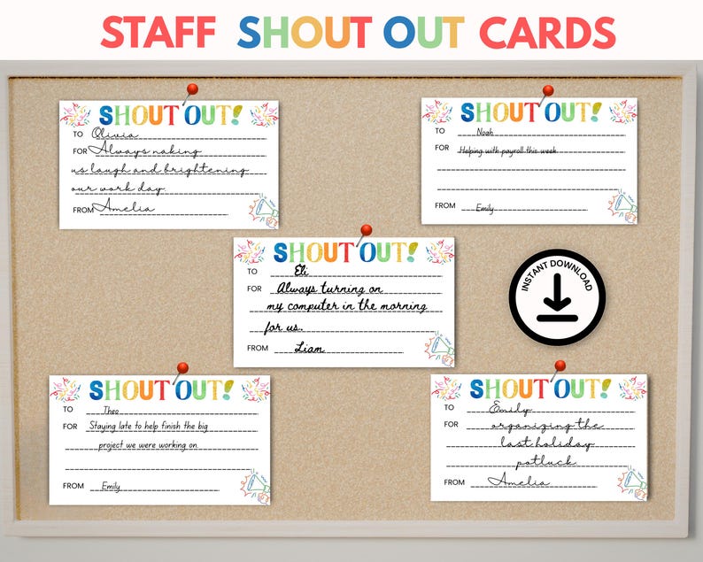 Shout Out Program Shout Out Cards for Coworkers Appreciation & Recognition - Etsy
