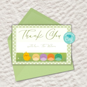 Tarjetas de agradecimiento para bebés (en blanco) - Editables e imprimibles - Tarjetas con temática de pollitos - Regalo para baby shower - Regalo de nacimiento