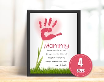Impression artisanale d'empreintes de main pour la fête des mères, cadeau souvenir pour enfants pour maman, art floral