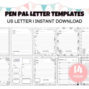 Pen Pal Letter Kit: Printable Stationery Templates (Digital Download)