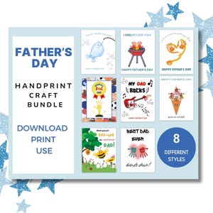 Handprint Craft for Fathers Day Bundle-Personalized Handprint Craft Kit - Customizable Gift Idea-Handmade Gift From Kids