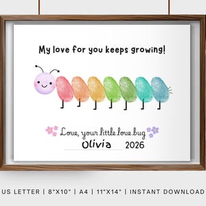 Mother’s Day Craft for Kids, Fingerprint Caterpillar Craft, Love Bug Handprint Keepsake