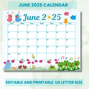 June 2025 Calendar Editable and Fillable-Printable Planner
