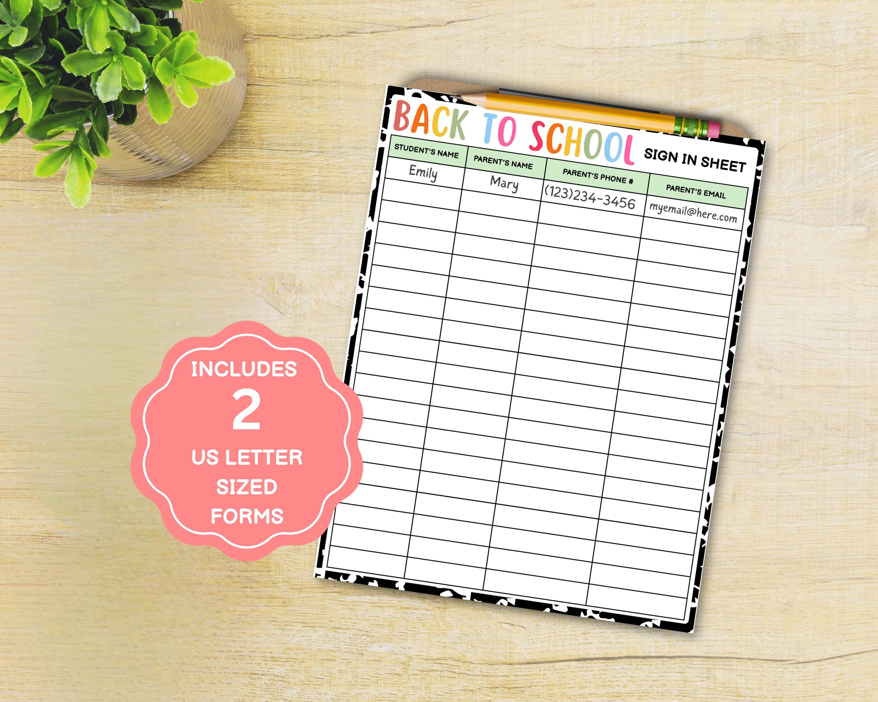 Back to School Sign in Sheet for Teachers-student Check in Tracker - Etsy