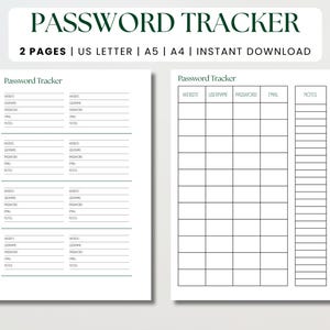 Password Tracker-Personalized Password Organizer - Customizable Log Book Insert