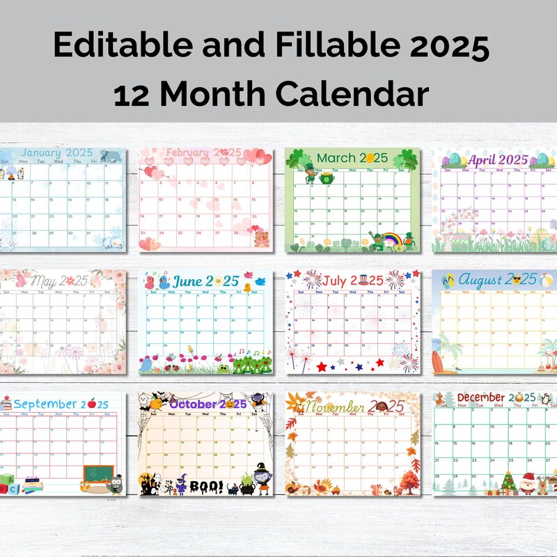 Printable Calendar Etsy
