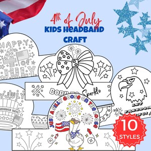 4th of July Kids Headband Craft Bundle| Independence Day Children&#39;s Headband Making Activity| Fourth of July Kids DIY Crown Craft Kit