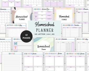 Planificador imprimible para la educación en casa / Horario y plan de estudios sin fecha