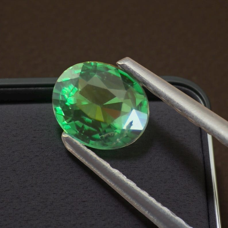 Natural Tsavorite Garnet: 1.07 CTs Vivid Green, Loose Gemstone, Jeweler and collector Gem image 1