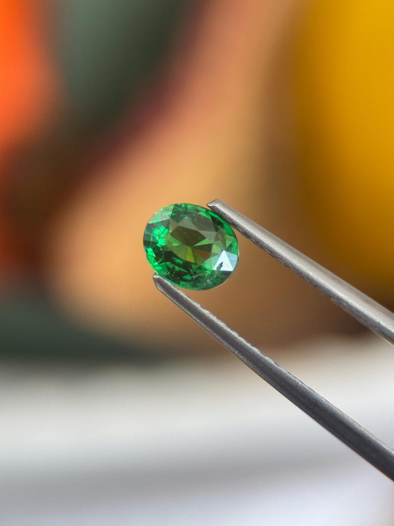 Natural Tsavorite Garnet: 1.07 CTs Vivid Green, Loose Gemstone, Jeweler and collector Gem image 2