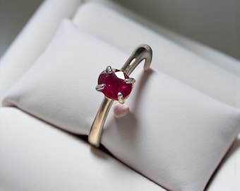 Natural Ruby Ring: Size 6.5, Sterling Silver, Handmade Mother’s Day Gift Ready
