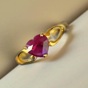 Unheated Burmese Ruby Ring: 14KT Solid Gold, Minimalist Fine Jewelry