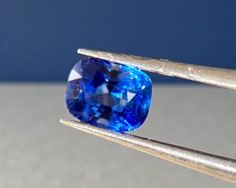 Natural Royal Blue Sapphire 1.60 ct Cushion Cut, Ceylon Sri Lanka Loose Gem
