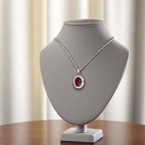 Natural Ruby Necklace: Sterling Silver Pendant, July Birthstone