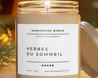 Herbes du Sommeil - Vela de soja perfumada con hierbas de lavanda y eucalipto, 9 oz