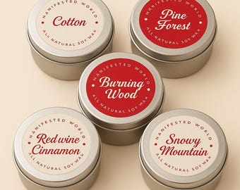 Colección de velas en lata pequeñas / Paquete de 5 velas de soja perfumadas