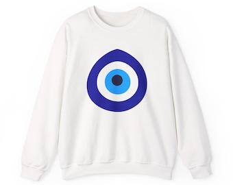Sudadera de cuello redondo con símbolo del mal de ojo / Sudadera con protección de Nazar