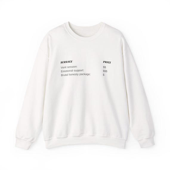 Therapy Price List Sweatshirt | Services and Prices Minimal Graphic