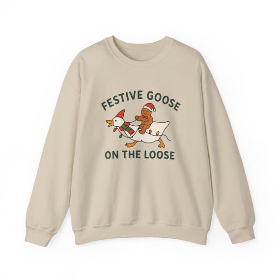 Festive Goose on the Loose Sweatshirt | Gingerbread Rider Holiday Crewneck