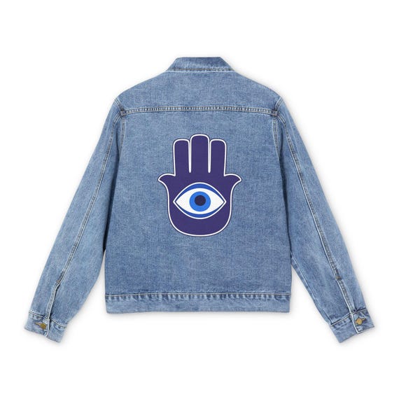Hamsa Hand with Eye Denim Jacket | Spiritual Symbol, Protective Amulet