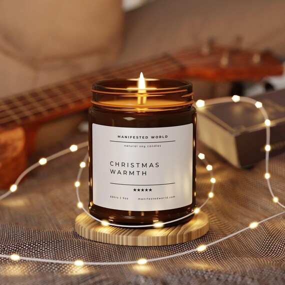 Christmas Warmth Hand-poured Amber Jar | Scented Soy Candle - Christmas Hearth