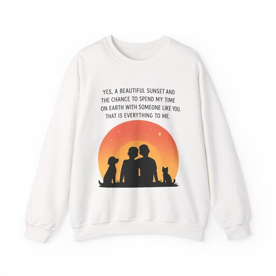 Sunset Couple Silhouette Crewneck Sweatshirt | Romantic Quote