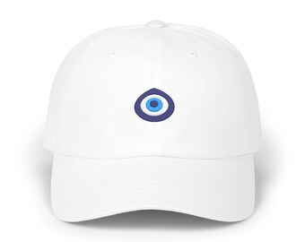 Gorra de papá bordada con mal de ojo / Gorra de béisbol blanca