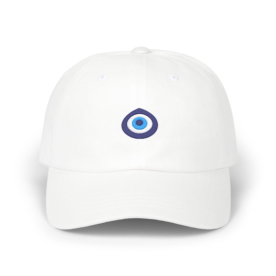 Evil Eye Embroidered Dad Cap | White Baseball Hat