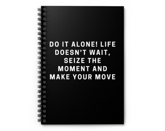 Cuaderno espiral con frases motivacionales "Hazlo solo" o "Diario con rayas"