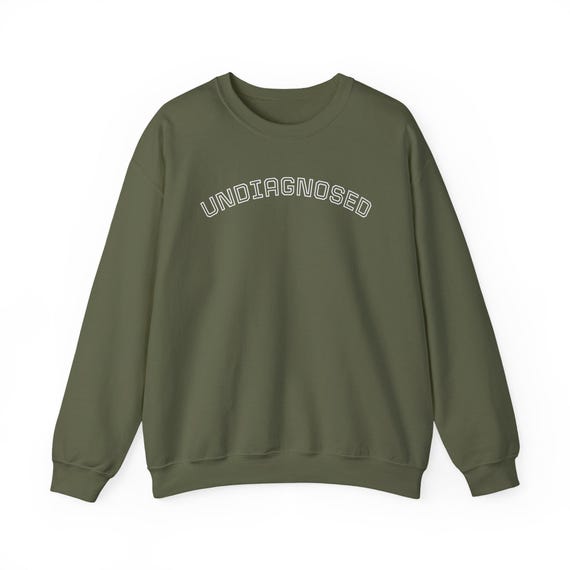 Undiagnosed sweatshirt | Crewneck Sweatshirt, Minimal Arc Text, White