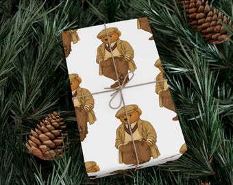Papel de regalo vintage Dapper Bear / Estampado de osito de peluche