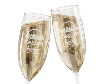 Copa de champán grabada personalizada de 8 oz / Copa de brindis de boda personalizada