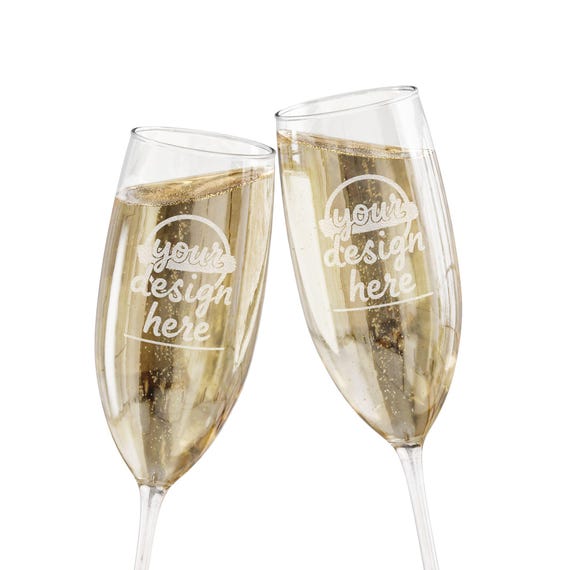 Custom Engraved Champagne Flute, 8oz | Personalized Wedding Toast Glass