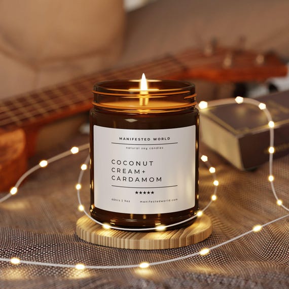Coconut Cream + Cardamom Candle Amber Jar | Soy Scented Candle