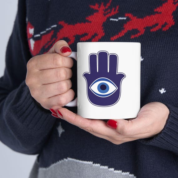 Hamsa Hand Illustration Mug | Protective Hand Ceramic Mug