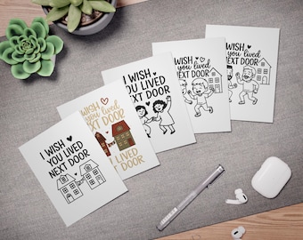 Tarjetas de felicitación "Ojalá vivieras al lado" (paquete de 5) / Diseño múltiple