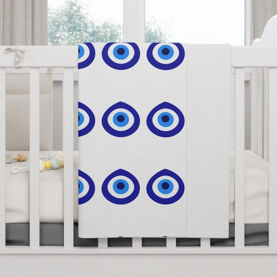 Evil Eye Pattern Baby Blanket | Blue Nazar Protection Blanket