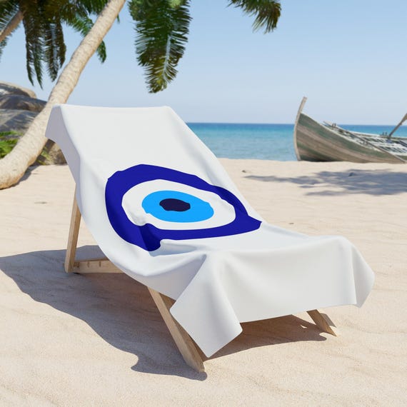 Evil Eye Symbol Beach Towel | Turkish Nazar Protection Design
